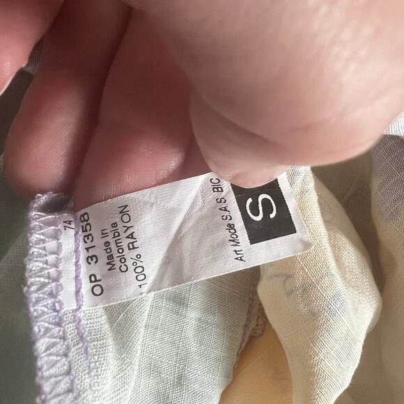 Maaji Florentina Mini Dress Small Bandana Patchwork Pastel Boho Festival Smocked - Picture 12 of 13